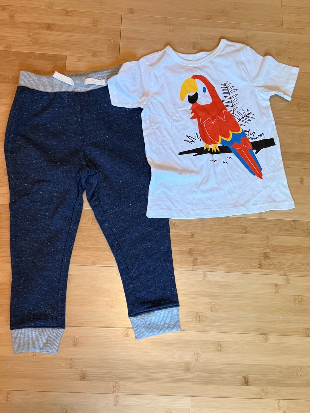 The Children's Place White Parrot Graphic Tee & Navy Jogger Set